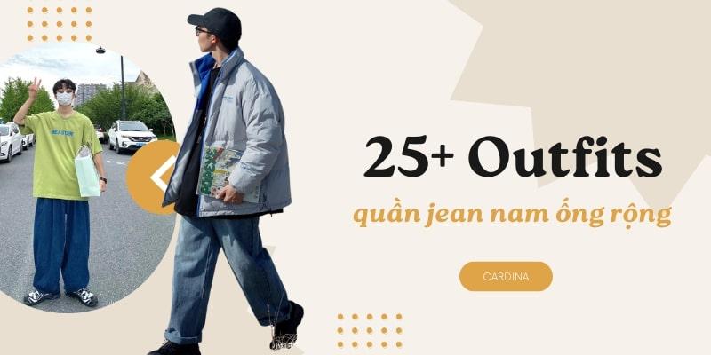 Phối áo thun với quần jean ống rộng nam