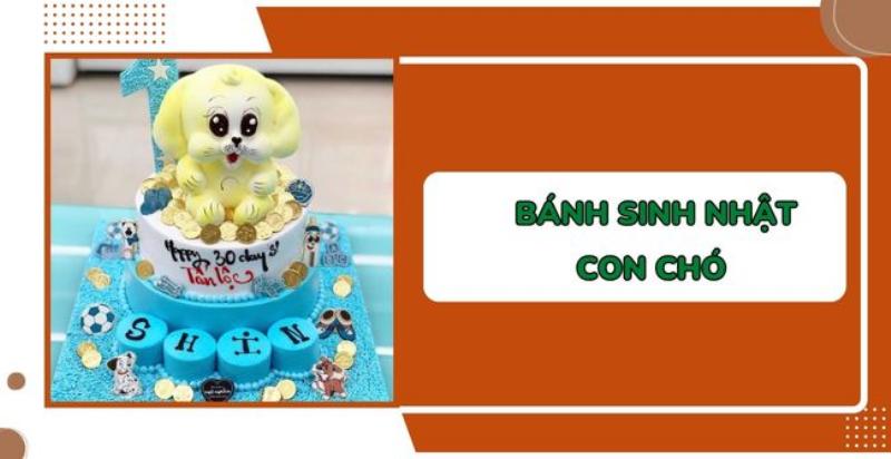 Bánh sinh nhật hình con chó màu sắc hợp phong thủy