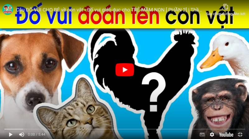 Câu đố con vật phát triển tư duy trẻ