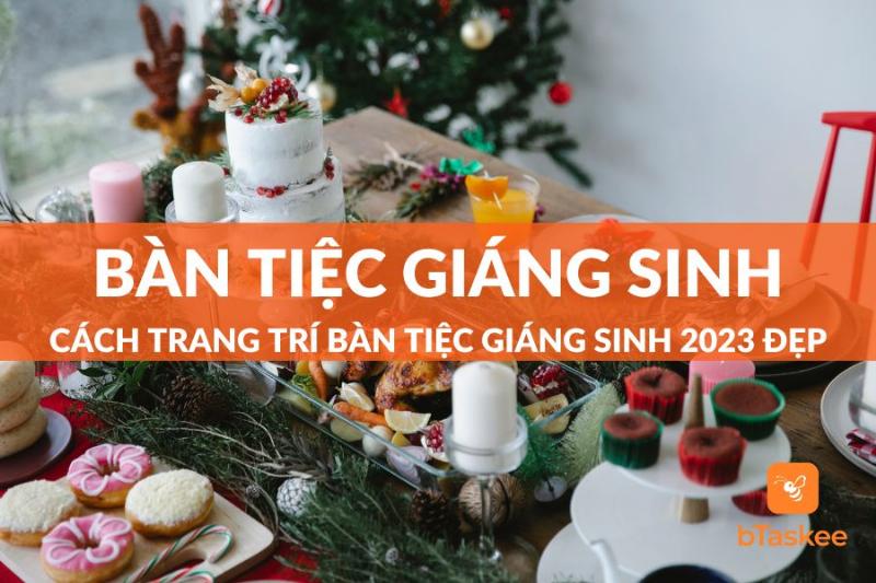 Cây thông Noel mini xinh xắn giữa bàn tiệc