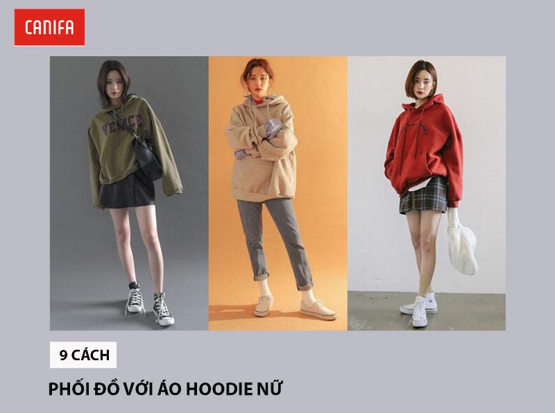 Chân váy da phối áo hoodie street style