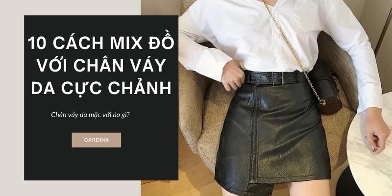 Chân váy da ngắn phối áo croptop năng động