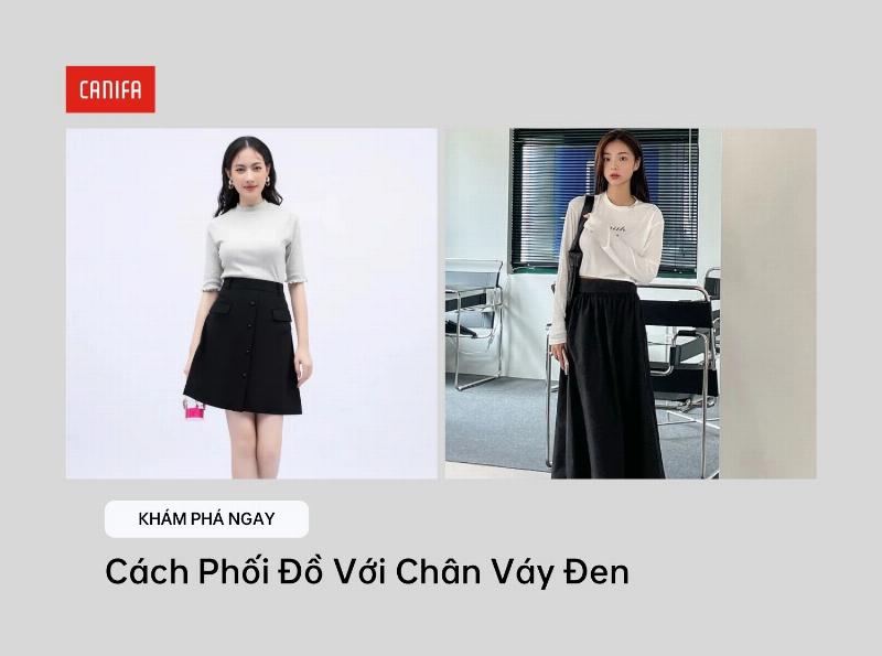 Chân váy đen kết hợp áo thun năng động