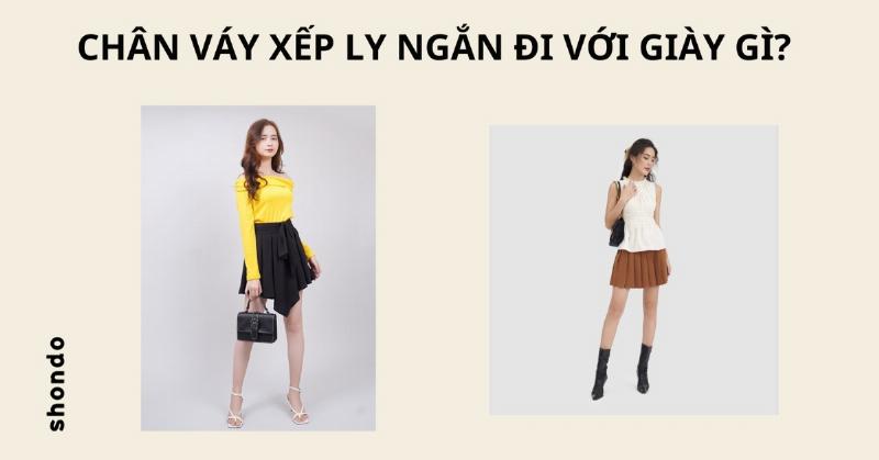 Chân váy xếp ly ngắn chọn giày dép