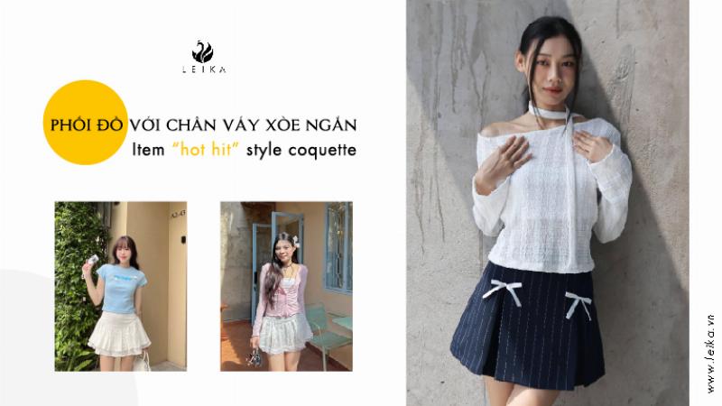 Chân váy xòe ngắn với áo phom rộng