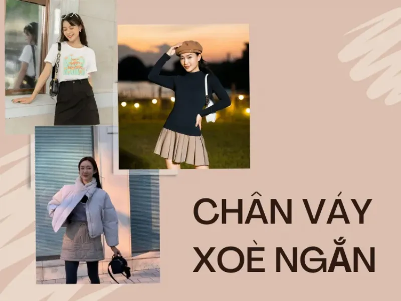 Chân váy xòe ngắn với áo thun