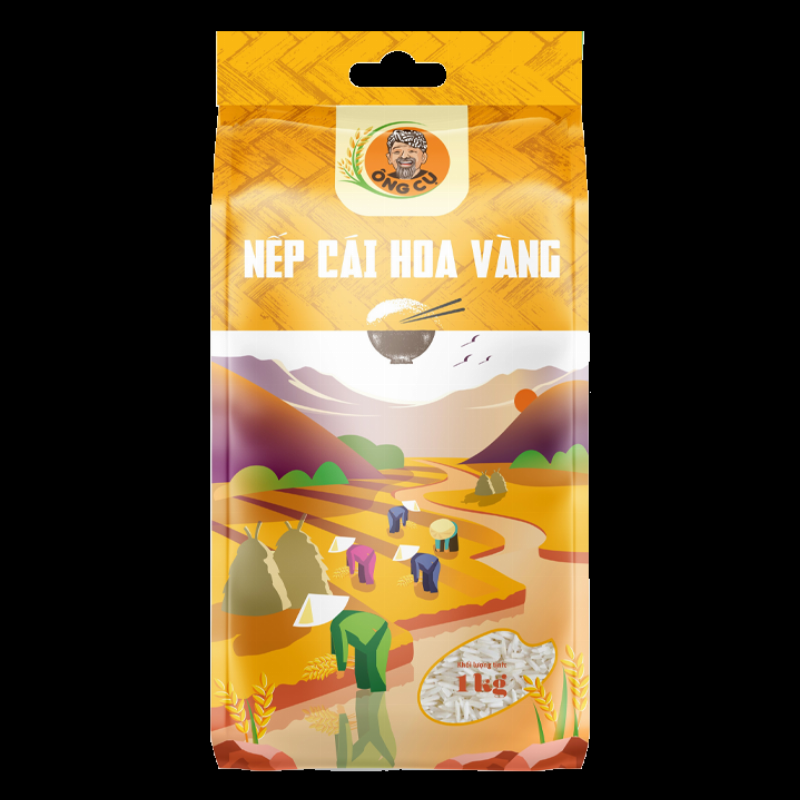 Gạo nếp cái hoa vàng hạt tròn, trắng sữa