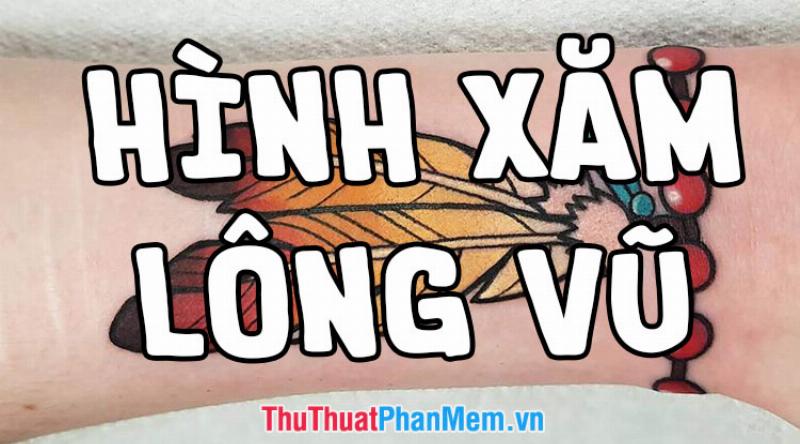 Hình xăm lông vũ kết hợp chữ viết