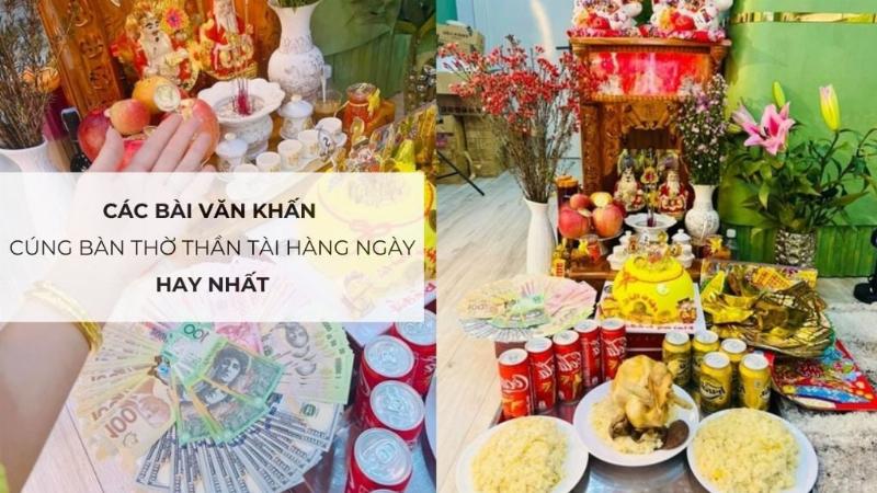 Hoa quả, bánh kẹo trên bàn thờ Thần Tài