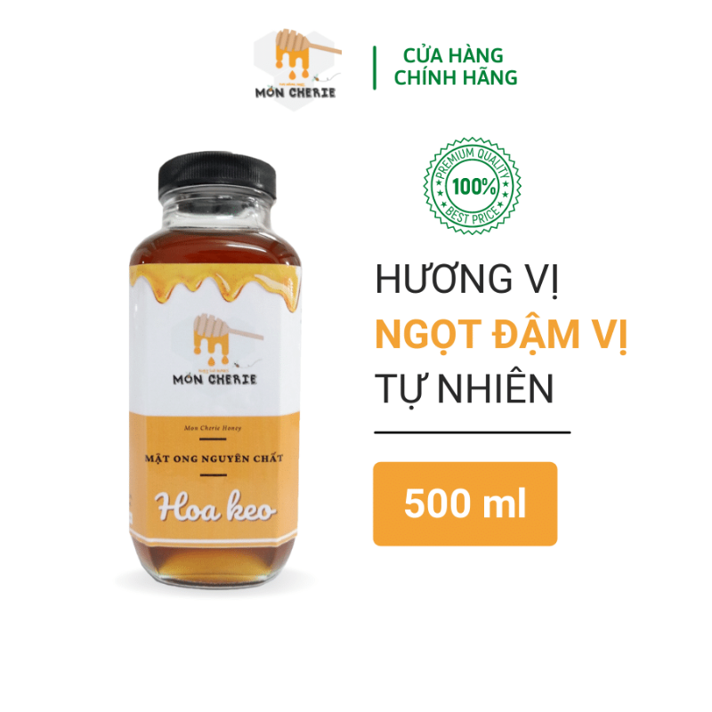 Mật ong nguyên chất trong lọ thủy tinh