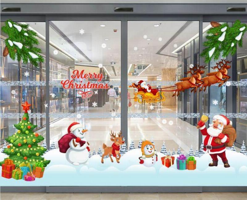 Mẫu Trang Trí Cửa Kính Noel Hình Khối