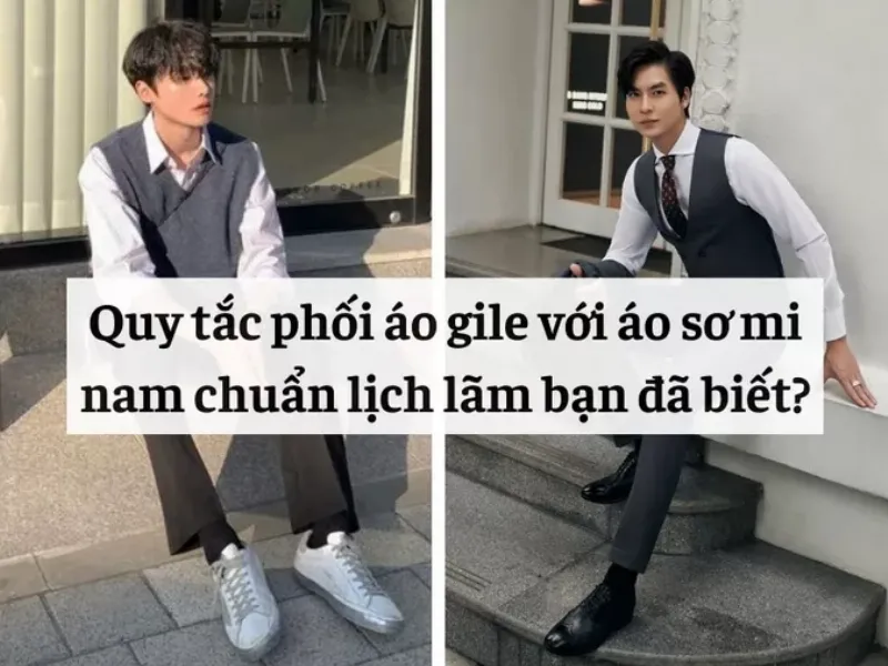 Phối áo gile nam với áo sơ mi