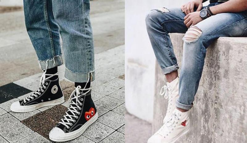 Phối đồ Converse cổ cao với váy