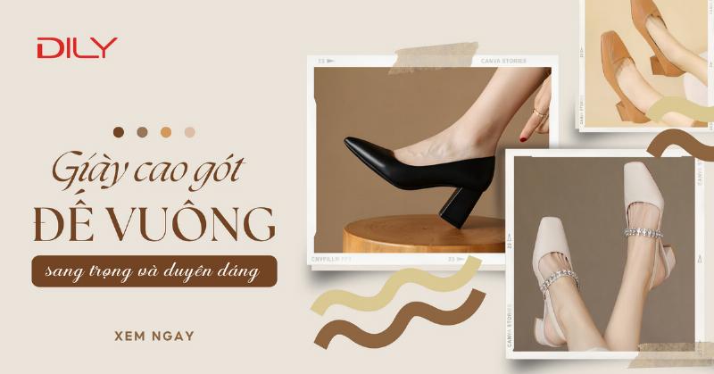 Phối đồ với giày cao gót đế vuông 5cm