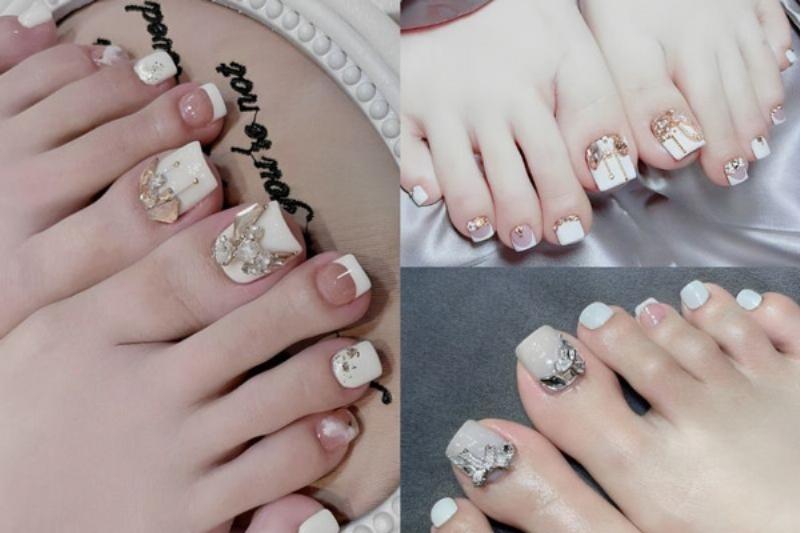 Phối màu nail chân với trang phục