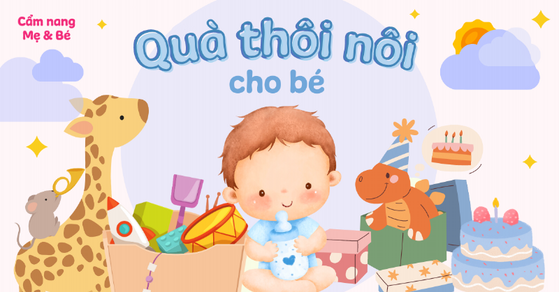 Quà tặng thôi nôi cho bé trai, bao gồm đồ chơi và quần áo