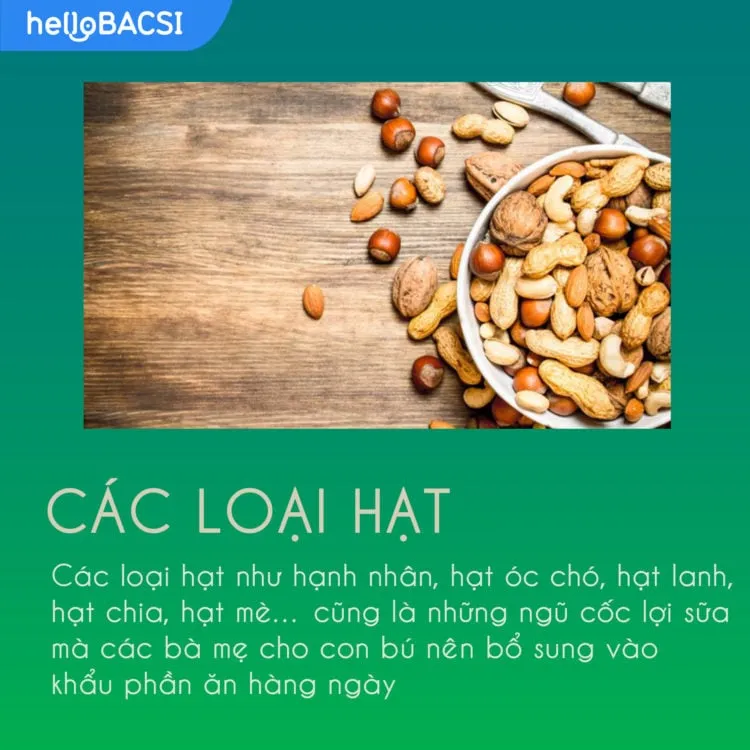 các loại hạt tốt cho bè mẹ cho con bú