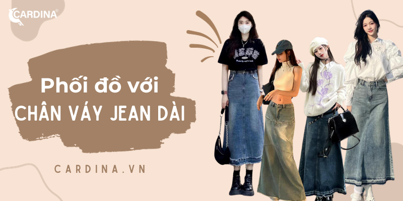 Chọn áo phù hợp với chân váy jean dài theo dáng người